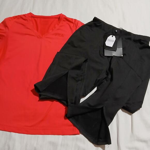 NWT Nanana dance leggings Med - Fila short-sleeved athletic top coral red M - Picture 2 of 11